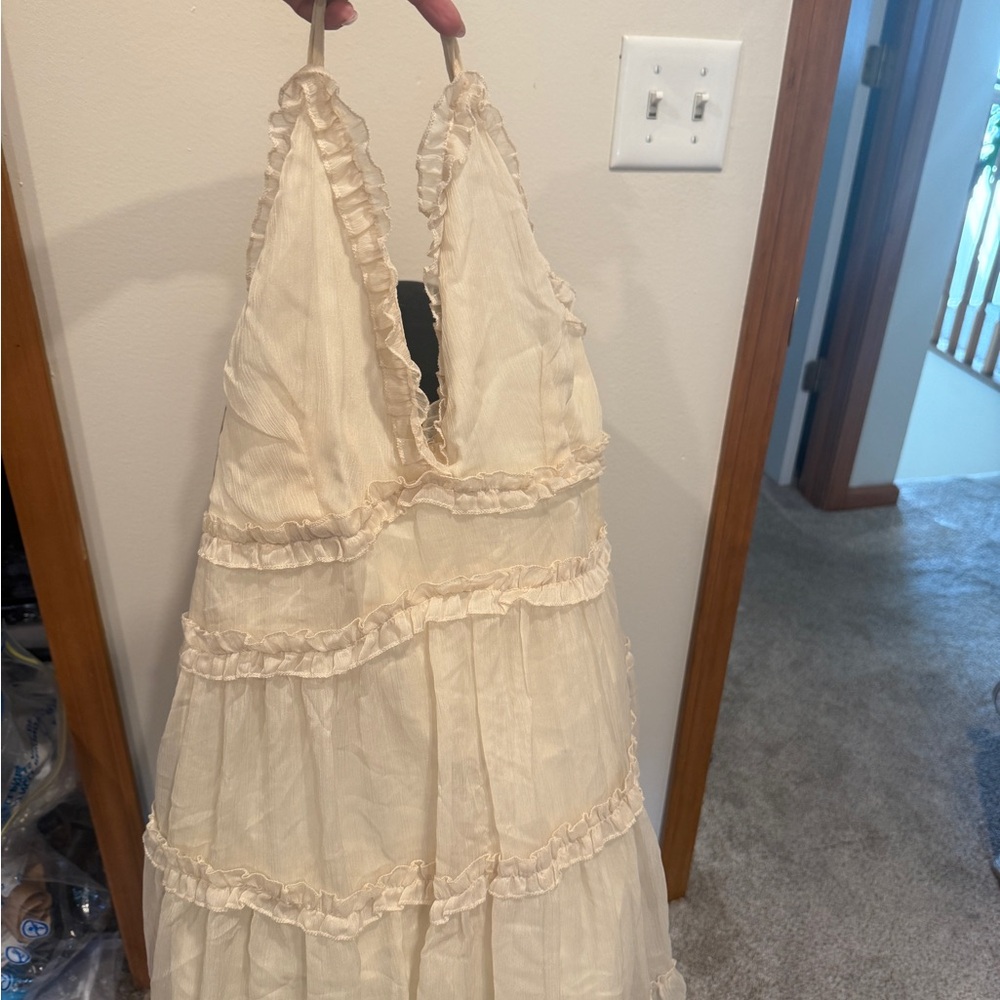 Elegant Cream Ruffled Dress